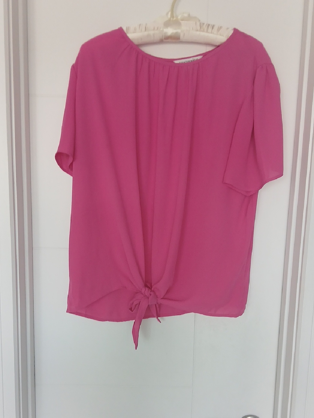 Counterparts Hot Pink Tie-Front Short Sleeve Blouse